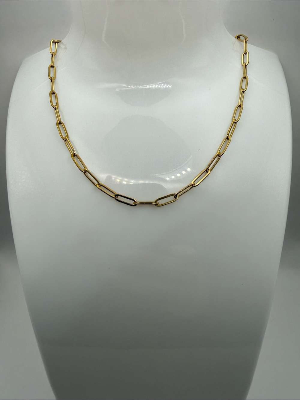 Women’s 18k Gold Plated Stainless Steel Paper Clip Flat Cross Link Necklace